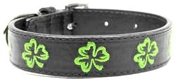 St Patrick's Day Green Shamrock Irish Dog Collar Size Medium