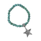 Sterling Silver Star Stretch Beaded Turquoise Bracelet by Relios, Inc.