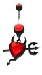 Stainless Steel Belly Ring with Red Crystals - Dangling Devil Heart