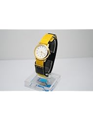 WOMENS GOLD STAINLESS STEEL ROUND FASHION TRENDY SPORT WHITE DIAL VELCRO WATCH