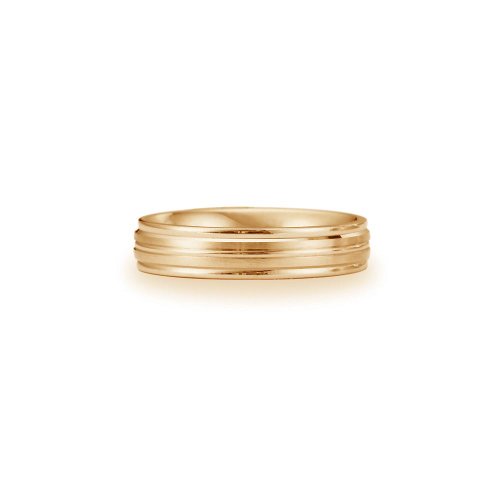 (Lifetime Guarantee) 18k Yellow Gold Wedding Band Ring, Comfort Fit Round Edge Center Cut Spin Sati