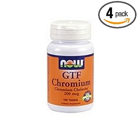 Now Foods Chromium Gtf, 100 Tablets 200 Mcg (Pack of 4) by Now Foods