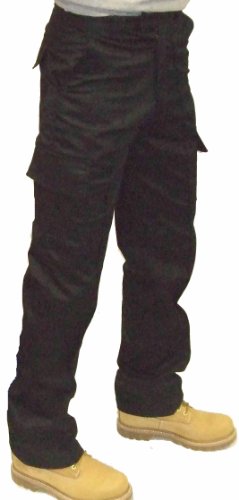 Mens Cargo Work Trousers Black or Navy Sizes 28 to 52