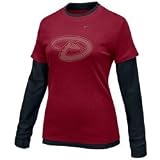 Nike Arizona Diamondbacks Ladies Sedona Red-Black Double Layer Team Logo Long Sleeve T-shirt