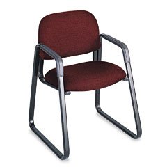 Cava Collection Sled Base Guest Office Chair, Burgundy Fabric