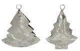 Polished Tin Tree Christmas Ornaments 4"H Set / 6 (3 ea)
