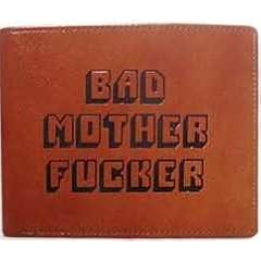 Pulp Fiction Geldbeutel Bad Mother Mother Ledergeldbeutel braun/schwarzer Tintenaufdruck original Film Replik Geldb�rse
