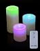 Flicker Flame Three LED Colour Changing Pillar Candles With Remote Control