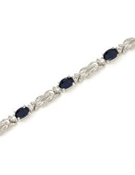 14k White Gold Natural Sapphire And Diamond Tennis Bracelet