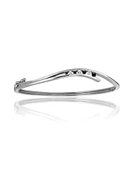 0.28ct Black White Diamond Accented Bangle 14k Gold