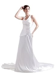 Draped Satin Sheath Wedding Dress 
