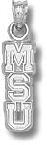Michigan State Spartans Solid Sterling Silver Vertical ''MSU'' 5/8'' Pendant