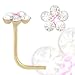 Jewelco London 9ct Yellow gold Daisy Nose Stud set with pink and white cubic zirconia stones