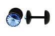Black Bioflex Fake Plug with Baby Blue - 16g Ear Wire - 2G Fake (Sold as Pair)