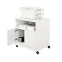 Mobile Machine Stand with Open Storage Compartment 2-Door Cabinet