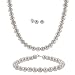 Sterling Silver 5.5-6mm Genuine Freshwater Cultured Grey Pearl Necklace Bracelet & Stud Earrings Set