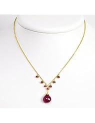 Genuine .925 Sterling Silver and Vermeil Ruby Necklace. 100% Satisfaction Guaranteed.