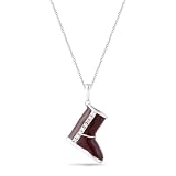Women's Sterling Silver Brown Enamel Pendant Necklace (0.02 cttw, I-J Color, I2 Clarity), 18"