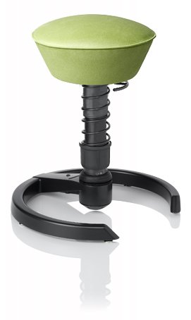 SWOPPER CLASSIC 3D-Aktiv-Bürostuhl Hocker Sitzpolster Normal, Farbe pistacchio, Fussring mit Metallgleiter, Feder MEDIUM, Basis Anthrazit, Federfarbe wie Basis (SWOP22)