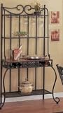 Metal Bakers Rack Wood Shelves