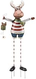 Christmas Moose Garden Stake Statuary with Metal Stand
