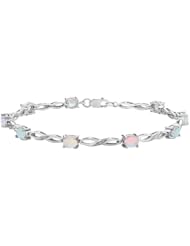Opal Infinity Bracelet with Diamonds 1.90 Carat (ctw) in Sterling Silver