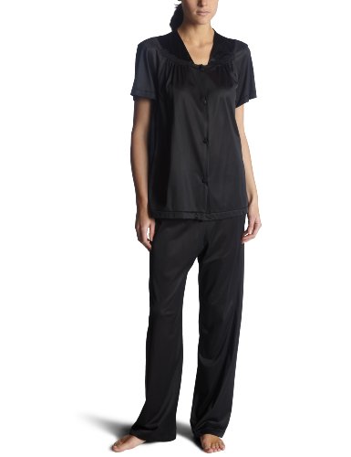 Vanity Fair Women's Colortura Short Sleeve Pajama,Midnight Black,2x