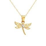 10k Yellow Gold Dragonfly Pendant
