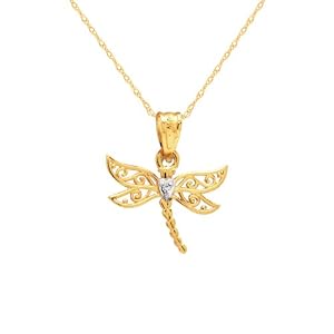 10k Yellow Gold Dragonfly Pendant