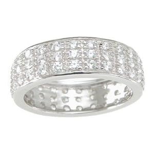 Designer Style Sterling Silver Wedding Band Eternity Anniversary Ring Size 6 (Sizes 5-9 Available)