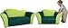 Fantasy Furniture 2 Piece Microsuede Sofa and Chair Wave Set, Green