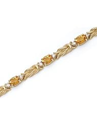 14k Yellow Gold Natural Citrine And Diamond Tennis Bracelet