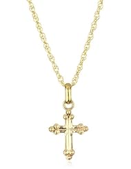 Jewelry Of Faith Girls 10k Gold Cross Pendant Necklace and Gold Filled Chain