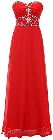 Belle Dress Womens Sweetheart Beaded Prom Gowns Long Bridesmaid Dresses M Red