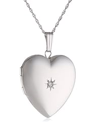 14k White Gold Diamond-Accent Heart Locket, 20"