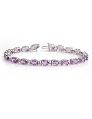 Genuine 16.3 ctw Amethyst Bracelet 10K White Gold