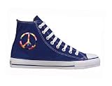 Converse Chuck Taylor All Star Navy High Top Custom Embroidery Peace Sign m9622newpeace