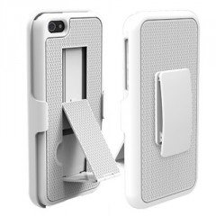 Puregear 02-001-01859 Shell with Kickstand and Holster Combo for iPhone 5 - 1 Pack - Retail Packaging - White