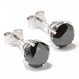 14K White Gold 2.90ct Black Diamond Stud Earrings