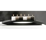 Six Coloured Cube Candles on Black Wooden Holder