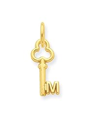 14K Yellow Gold M Key Charm Pendant