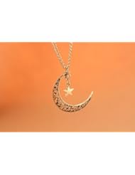 Kitchen: Crescent Moon Necklace,star Necklace,retro Silver Little Cute Star and Crescent Moon Pendant