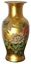 Unique Holiday Gift Idea for Her - 13" Ming Fishtail Porcelain Decorative Flower Vase - Gold Leaf