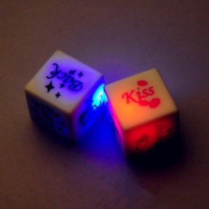 A Pair Set LED Glow Dices Game Toy for Sex Party Fun Adult Couple Novelty Gift White/ Transparent Orange (Random)