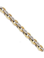 14k Multi-Tone Gold Fancy Hollow Link 7.75 Inch Bracelet w/ Lobster