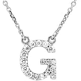 14kt White Gold Alphabet Initial Letter G Diamond Pendant Necklace Choker (G-h, I1, 1/6 Carat)