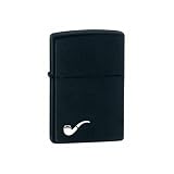 Zippo Pipe Lighter - Matter Black with White Logo - Full Size body