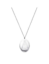 Sterling Silver Engraved Our Lady Guadalupe Locket Pendant (1" or 25mm Height) with 1.5mm Rolo Cable Chain - 20" Inches