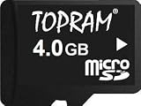4GB microSD card for mobile phones with SD adapter by TOPRAM