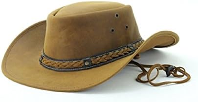 Lucky Trails Men's Braided Band w/Concho and Studs Smooth Leather Cowboy Hat (Small, Tan)